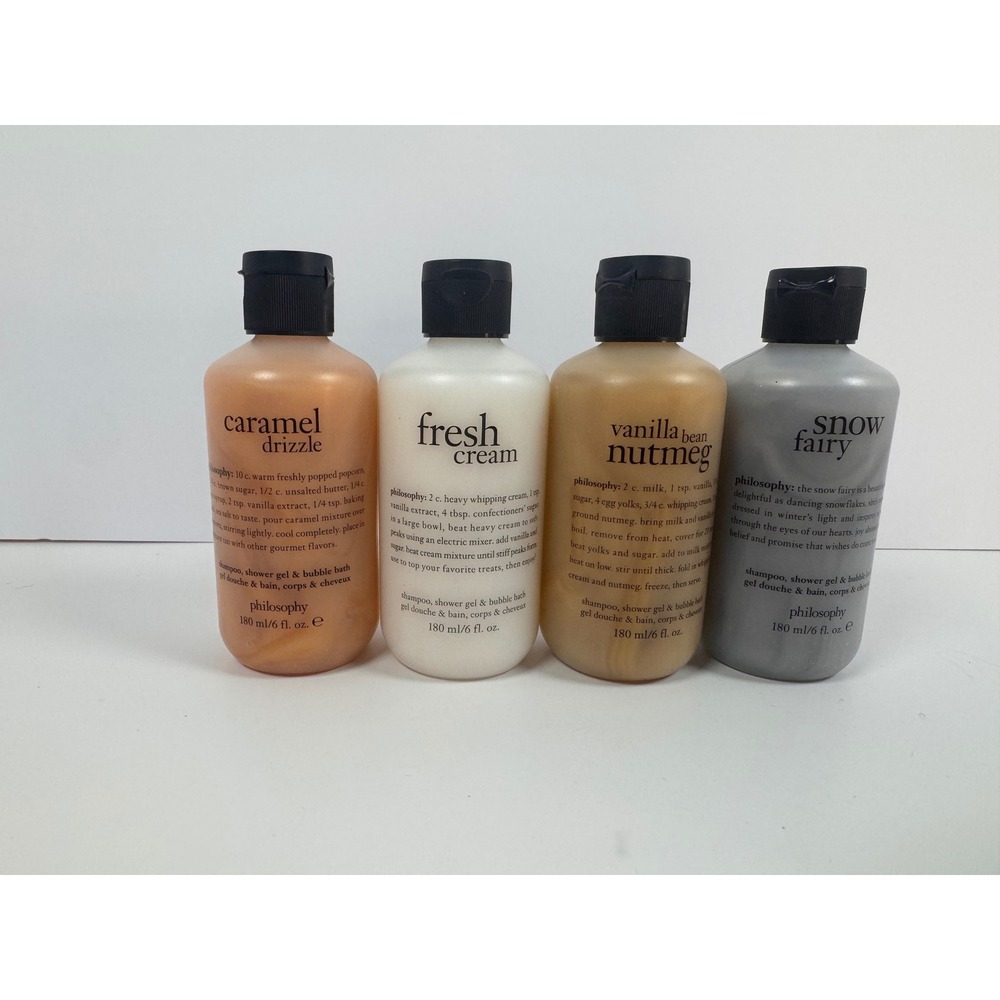 Philosophy 3-in-1 Shower Gel Set 6oz Caramel Fresh Cream Vanilla Snow Fairy 4pk